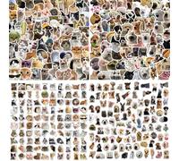 LEBKFT Funny Cat Dog Stickers Pack, 200PCS Waterproof Vinyl Stickers for Laptops Water Bottle Notebook Scrapbooking Phone Case Cute Cat Dog Emoticons Sticker for Animal Lovers Teens and Adults