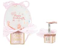 LEBKFT Happy Birthday Money Box Cash Gift Pull, Gifts Set for Any Age Surprise Money Box with Balloon for Women Men Teens Children Funny Birthday Party Gift Idea (Pink)