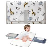 LEBKFT Portable Baby Changing Mat, Foldable Travel Changing Pad with Storage Pocket Wipe-Pocket Waterproof Compact for Diaper Bag Stroller Outdoor Use Travel Baby Changer Pads for Moms Dads (Animal)