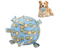 LEBKFT Squeaky Dog Plush Ball Toy, Soft Stuffed Interactive Toys with Built-in Bell for Anxiety Relief Boredom and Playing for Puppy Small Medium Dogs Playing Pet Toy Indoor and Outdoor (Blue)
