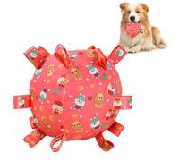 LEBKFT Squeaky Dog Plush Ball Toy, Soft Stuffed Interactive Toys with Built-in Bell for Anxiety Relief Boredom and Playing for Puppy Small Medium Dogs Playing Pet Toy Indoor and Outdoor (Red)