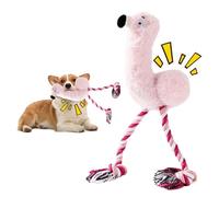 LEBKFT Squeaky Flamingo Dog Toys, Plush Chew Toy with Crinkle Sound Rope Knots for Interactive Play Anxiety Relief Plush Dog Toy for All Breed Sizes Fun Boredom Buster and Birthday Gift for Pets
