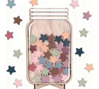 LEBKFT Wooden Reward Jar for Kids, Reward Charts for Children Behaviour with 36 Colorful Star Tokens, Toddlers' Toilet Training Reward Jar and Classroom Incentive Tool for Children