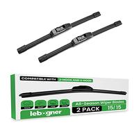 lebogner Wiper Blades 15 Inch + 15 Inch Pack of 2 All-Seasons Automotive Replacement Windshield Wiper Blades For My Car, Stable And Quiet Silicone Beam Blade Compatible With U/J Hook, Easy To Install