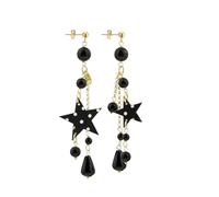 Lebole Maison Star Tuft Earrings Black Polka Dots