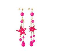 Lebole Maison Star Tuft Earrings Polka Dots Fuchsia