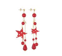 Lebole Maison Star Tuft Earrings with Polka Dots Ruby
