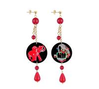 Lebole Maison The Circle Tuft Earrings Classic Ruby Elephant Jewel