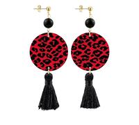 Lebole Maison The Tasselled Circle Earrings Small Spotted Red Black Tassel