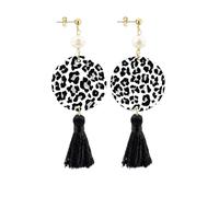 Lebole Maison The Tasselled Circle Small Speckled Black Tassel Earrings