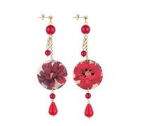 Lebole Maison Tuft Earrings The Circle Classic Red Flower Ruby