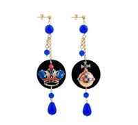 Lebole Maison Tuft Earrings The Circle Jewel Classic Crown Blue