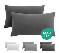 LeBonsoir Basics 50x75cm Pillowcases Set of 2， Super Soft Easy Care Microfiber，Envelope Closure， Dark Gray， Pillows Not Included