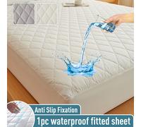 LeBonsoir Waterproof Mattress Protector， Home Quilted Double Mattress Protector 30 cm Extra Deep， Microfiber Fitted Mattress Cover Double Bed， Machine Washable Bed Cover (90 x 200cm)， White