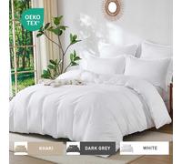 LeBonsoir White Bedding Duvet Cover Set，260x220cm/60x80cmx2 Breathable Durable Soft Comfy， with Zip， 3 Pieces， Includes 1 Duvet Cover & 2 Pillowcases，NO Comforter