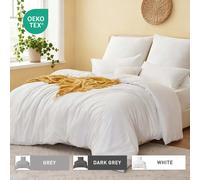 LeBonsoir White Duvet Cover Set，260x220cm/60x80cmx2 Soft Double Brushed Bedding Set， with Zip， 3 Pieces， Includes 1 Duvet Cover & 2 Pillowcases，NO Comforter