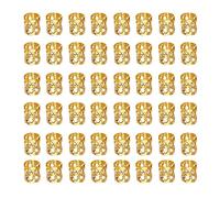 LEBQ 50 Pieces Aluminum Dread Locks Adjustable Metal Cuffs Dreadlocks Beads Braiding Hair Decorations (Gold)