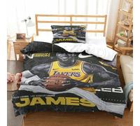 LeBron James Duvet Cover 3 PCS Hotel Quality Quilt Cover Bedding Sets Bed Covers with Pillowcases with Zipper Closure Ultra Soft Anti Allergic Microfiber Single(135x200cm)