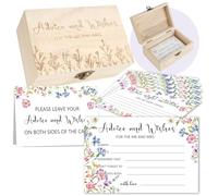 Lebsitey 50 Pcs Advice and Wishes Cards Box,Advice And Wishes For The Mr And Mrs,Floral Bridal Shower Wedding Decorations Wildflower Bridal Shower Games for Bride And Groom