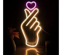 LEBURRY Finger Heart Neon Sign - K-pop Heart LED Light for Wall Decor, Saranghae Love Symbol, Plastic, Modern Style