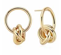 LecAit Gold Statement Geometric Hoop Earrings for Women Girls Chunky Gold Knot Link Drop Dangle Earrings Trendy Jewelry Gift, Yellow Gold, No Gemstone