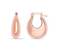 LeCalla 14K Rose Gold Plated Small Plated 925 Sterling Silver Bowl Hoops Hollow-Puff Shrimp Hoop Earrings for Women