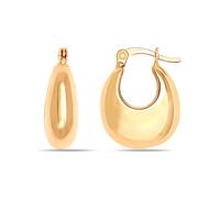 LeCalla 14K Yellow Gold-Plated Small Plated 925 Sterling Silver Bowl Hoops Hollow-Puff Shrimp Hoop Earrings for Women