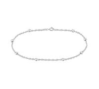 LeCalla 925 Sterling Silver Ankle Bracelet for Women | Beaded Station Chain Anklet | Singapore Chain Beaded Link Anklets Foot Jewelry 9 Inches