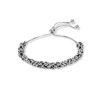 LeCalla 925 Sterling Silver Antique Byzantine Sliding Bolo Bracelet for Women
