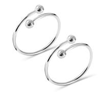 LeCalla 925 Sterling Silver Ball Toe Rings for Women | Minimalist Open Adjustable Toe-Ring with Silver Bead Ends | Women's Indian Silver Toe Rings Summer Beach Foot Jewelry