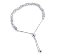 LeCalla 925 Sterling Silver Bolo Bracelet Diamond-Cut Ball Covered by Twisted Popcorn Coreana Chain with Box Chain Adjustable Bolo Bracelet for Women Teen 10 Inches