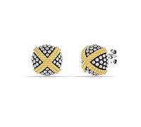 LeCalla 925 Sterling Silver Caviar Stud Knot Earrings Lightweight Two-Tone Caviar Beaded Love-Knot Stud Earring for Women - 12mm