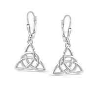 LeCalla 925 Sterling Silver Celtic Knot Dangle Earrings Good Luck Irish Trinity Celtic-Knot Triangle Vintage Drop Earrings for Women - 30MM