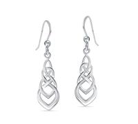 LeCalla 925 Sterling Silver Celtic Knot Dangle Hook Earrings for Women | Woven Knotwork Earrings | Good Luck Irish Celtic Eternity Knot Earrings 38MM