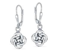 LeCalla 925 Sterling Silver Celtic Knot Leverback Dangle Earrings for Women | Antique Lightweight Loveknot Earrings | Women's Celtic-Knot Romentic Silver Jewelry Gifts - 27MM