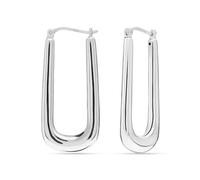 LeCalla 925 Sterling Silver Chunky Hoop Earrings for Women | Large Rectangle Shaped Earring Hoops | Handmade Classic Click-Top Classic Hoop for Women - 40MM