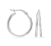 LeCalla 925 Sterling Silver Classic Twisted Double Hoop Earrings for Women | 20MM Click-Top Hoops | Elegant Thanksgiving & Christmas Day Gift Jewelry