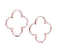 LeCalla 925 Sterling Silver Clover Hoop Earrings 14K Rose Gold Plated Elegant and Lightweight Simple Flower Medium Clover Hoops Earring for Women - 33mm
