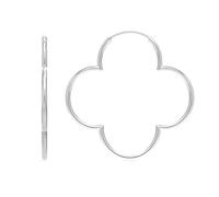 LeCalla 925 Sterling Silver Clover Hoop Earrings Elegant and Lightweight Simple Flower Large Clover Hoops Earring for Women 50 MM