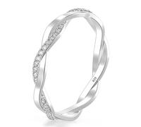 LeCalla 925 Sterling Silver Cubic Zirconia Twisted Rope Eternity Band for Women, Statement Wedding Ring Engagement Rings for women (Ring Size - 9 No.)