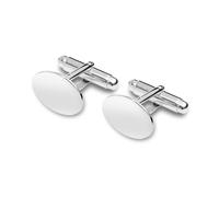 LeCalla 925 Sterling Silver Cufflinks for Men | Men's Silver Oval Shaped Plain Cufflinks for Dad Father Grand-Father | Ideal for Wedding, Party, Ceremony