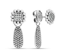 LeCalla 925 Sterling Silver Dangle Drop Earrings for Women | Antique Square CZ Caviar Beaded Drop Earrings | Women's Beaded Teardrops Earrings 28MM