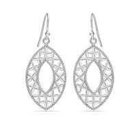 LeCalla 925 Sterling Silver Diamond-Cut Floral Filigree Drop Dangle Earrings Intricate Filigree Design Oval Drop Earrings for Women 52 MM