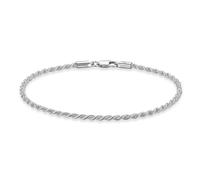 LeCalla 925 Sterling Silver Diamond-Cut Rope Chain Bracelet for Women | Classic Italian 2MM Braided Rope Silver Bracelet | Minimalist Everyday Jewelry Gift for Her 7 Inches