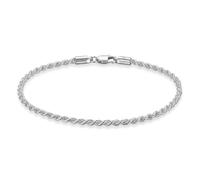 LeCalla 925 Sterling Silver Diamond-Cut Rope Chain Bracelet for Women & Men | Italian 2.5MM Braided Rope Silver Bracelet | Minimalist Everyday Jewelry Gift for Her 8.5 Inch