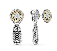 LeCalla 925 Sterling Silver Drop Dangle Earrings for Women | Antique Two-Tone CZ Caviar Beaded Drop Earrings | Women's Beaded Teardrops Earrings 28MM
