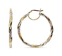 LeCalla 925 Sterling Silver Earring Hoops Jewelry 14K Gold-Plated Two-Tone Light-Weight Italian Design Large Hoop Earrings for Women 50 MM
