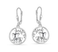 LeCalla 925 Sterling Silver Elephant Family Circle Drop Earrings for Women | Nature-Inspired Elephant Family Earring | Tree of Life Animal Charm Leverback Dangle Earrings 30MM