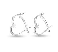 LeCalla 925 Sterling Silver Heart Hoop Earrings | Lightweight 25mm Heart Shape Click-Top Hoops for Women 25mm | Perfect Thanksgiving & Christmas Day Gift