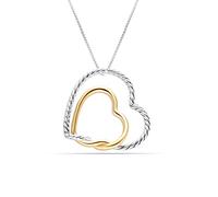 LeCalla 925 Sterling Silver Heart Pendant Two-Tone Continuance Love Heart Necklace for Women